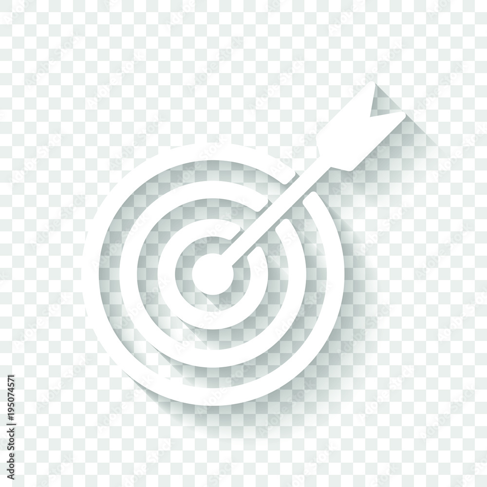 target icon. White icon with shadow on transparent background เวกเตอร์ ...
