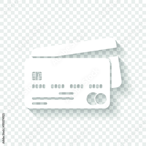 credit card mastercard icon. White icon with shadow on transparent background