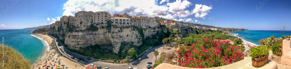 Panoramic view of Tropea coastline from Monastery, Calabria
