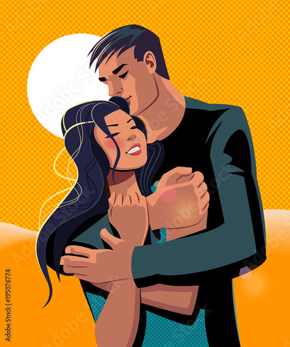 Embraces of a loving couple.