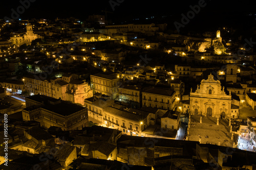 A night panorama of Modica, Sicily