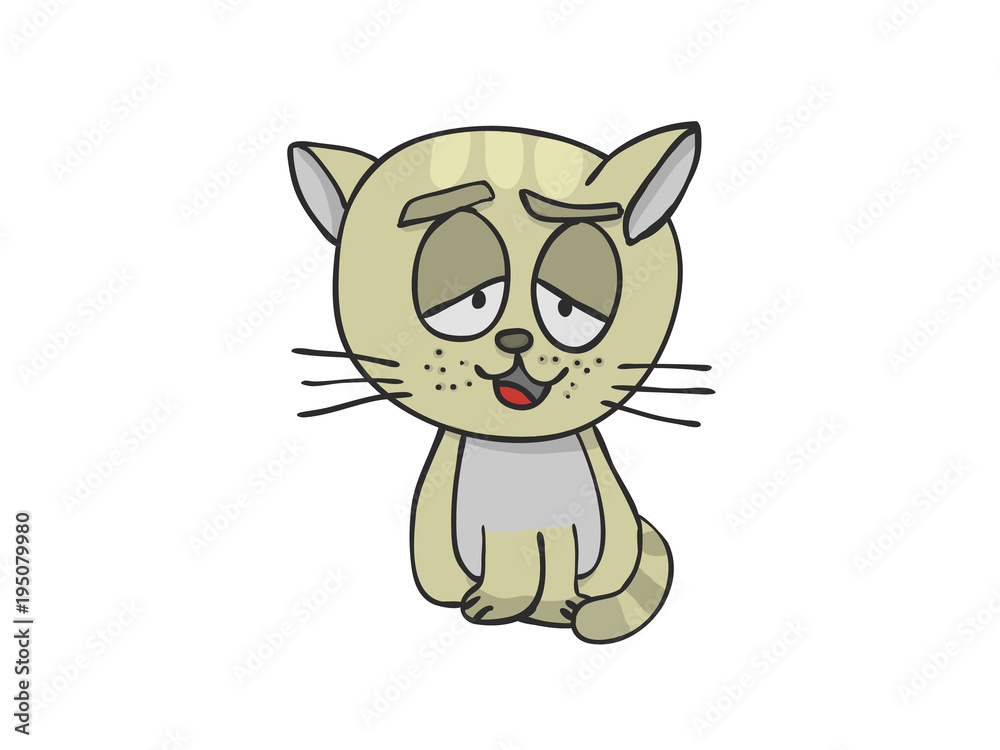 almost sleeping cat on white background almost sleeping cat on white background