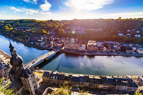 Aerial view of Dinant, Belgium and river Meuse