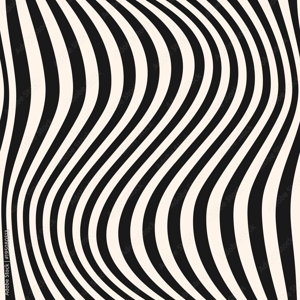 Vertical curved wavy lines pattern. Striped monochrome vector seamless texture Vertical curved wavy lines pattern. Striped monochrome vector seamless texture