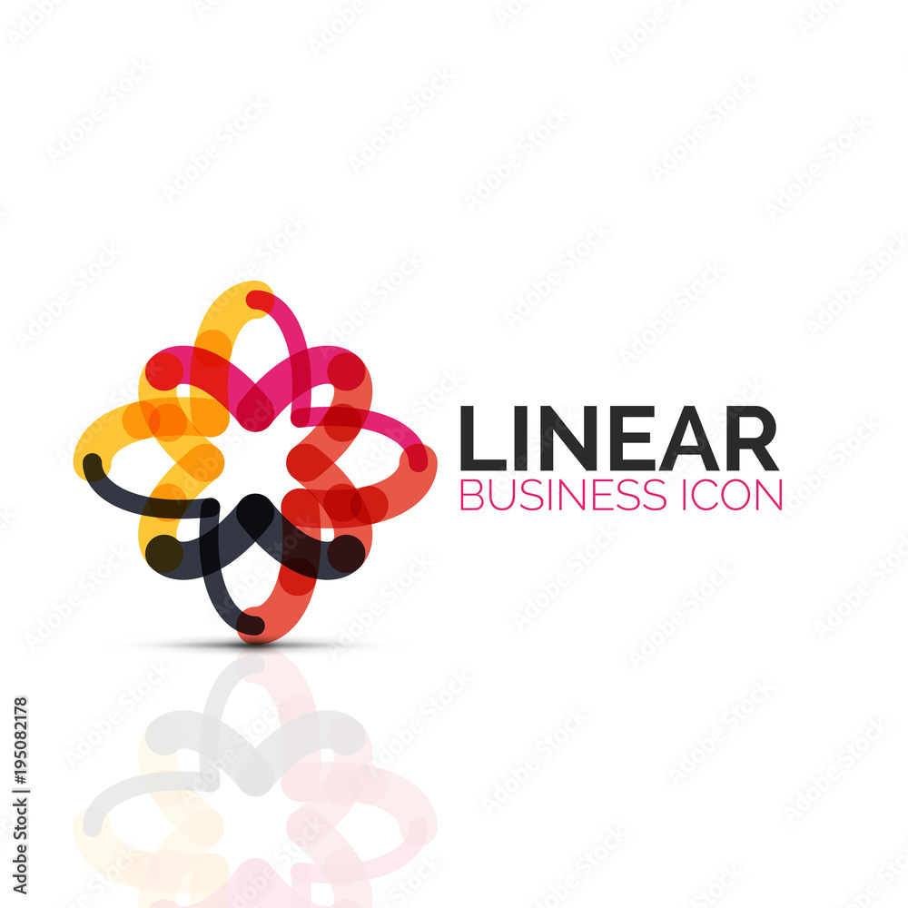 Fototapeta premium Abstract flower or star, linear thin line icon. Minimalistic business geometric shape symbol created with line segments