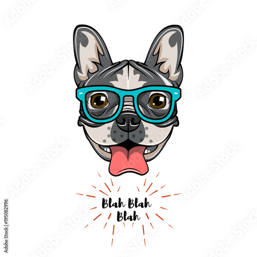 Hipster Geek French Bulldog. Dog geek. Vector illustration.