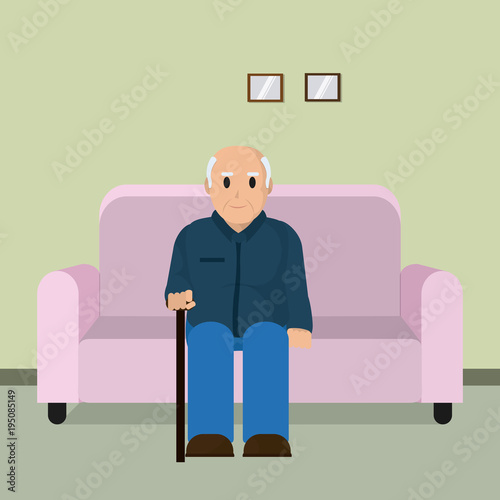 Grandfather seated on armchair