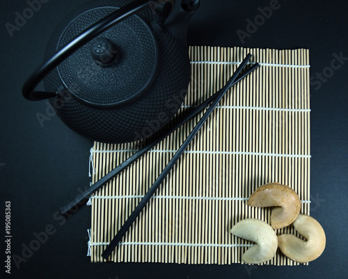 Asian forture cookies and tea  photo