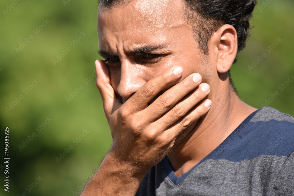 Fototapeta premium Worrisome Hispanic Male