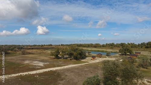 Landscape near the Sea of Azov, the river, an artificial lake and open spaces for hunting and fishing
