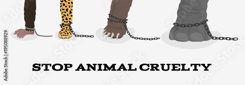 Stop animal cruelty with elephant bear leopard monkey in chains