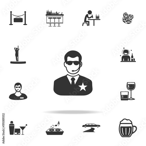 Night club security icon. Detailed set of night club and disco icons. Premium quality graphic design. One of the collection icons for websites, web design, mobile app