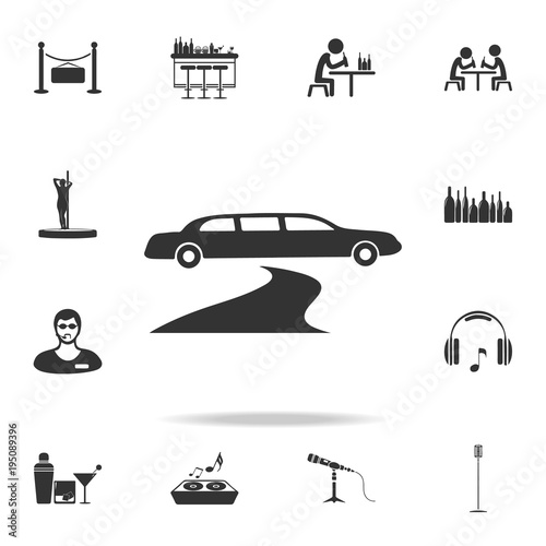 limousine parked near red carpet icon. Detailed set of night club and disco icons. Premium quality graphic design. One of the collection icons for websites, web design, mobile app