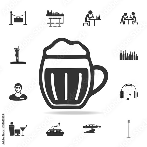 glass of beer Icon. Detailed set of night club and disco icons. Premium quality graphic design. One of the collection icons for websites, web design, mobile app
