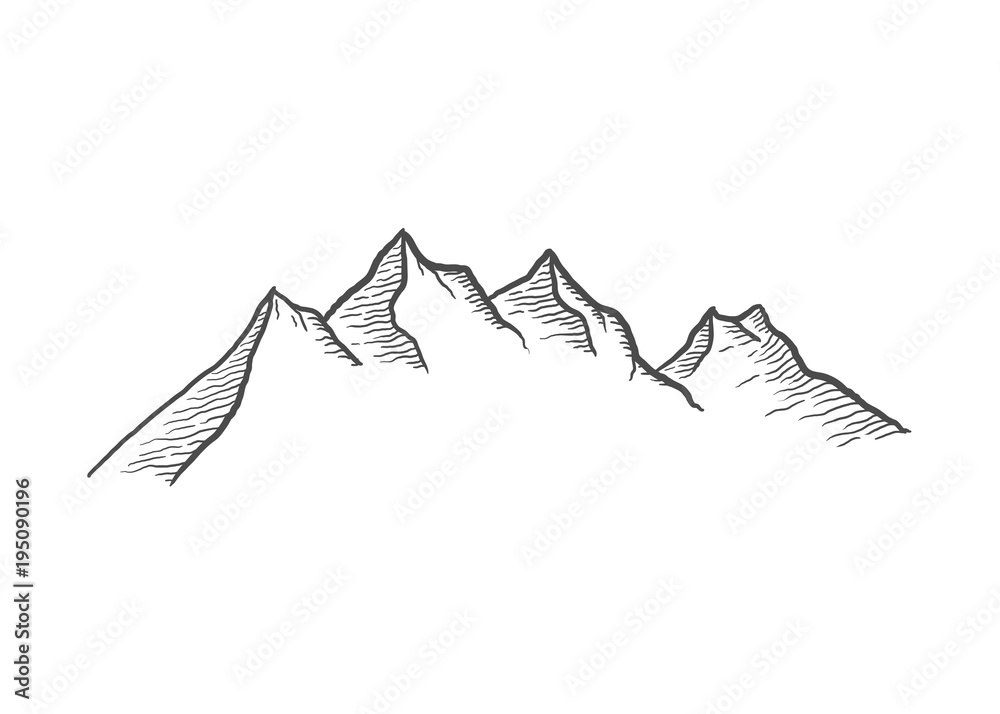 Naklejka premium Ilustracja wektorowa sztuki linii Outdoor Mountain