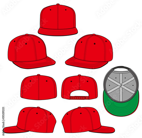 SNAPBACK fashion flat technical drawing template	