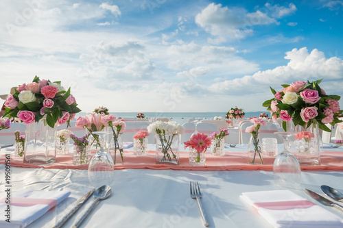 Romantic wedding ceremony on the beach