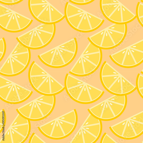 Sliced lemon seamless pattern vector. Hello Summer and freshness concept.