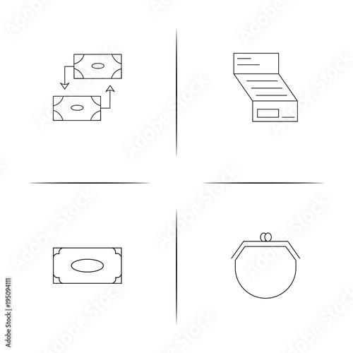 Banking, Finance And Money simple linear icon set.Simple outline icons