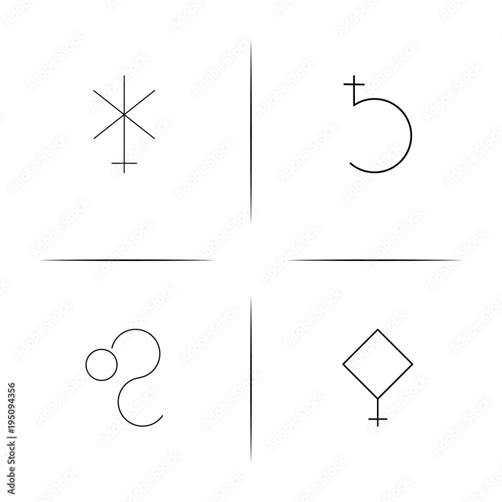 Astrology simple linear icon set.Simple outline icons Astrology simple linear icon set.Simple outline icons