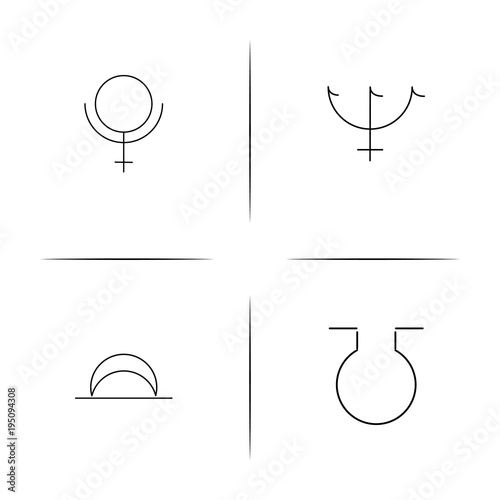 Astrology simple linear icon set.Simple outline icons