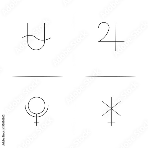 Astrology simple linear icon set.Simple outline icons