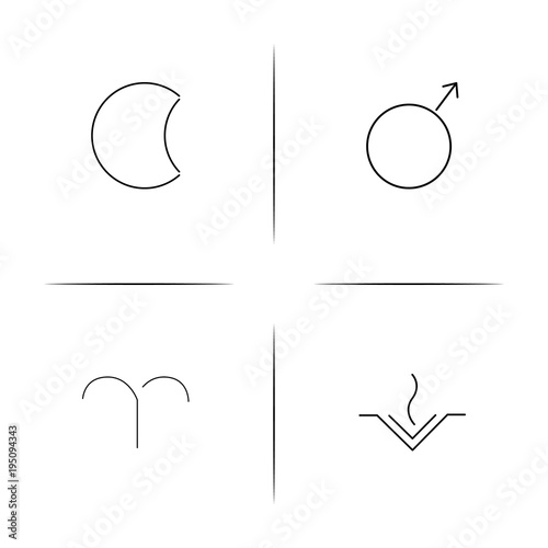 Astrology simple linear icon set.Simple outline icons