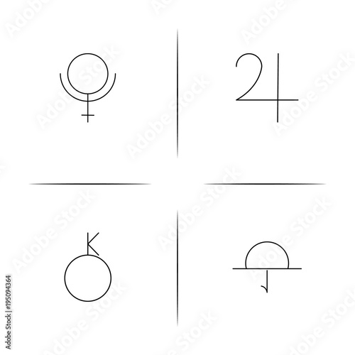 Astrology simple linear icon set.Simple outline icons