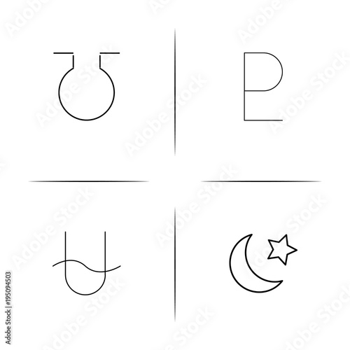 Astrology simple linear icon set.Simple outline icons
