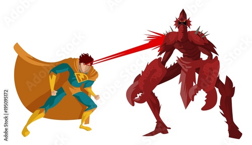 superhero fighting an evil sea monster