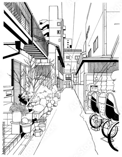 Wallpaper Mural 漫画風ペン画イラスト　和風（室内） Torontodigital.ca