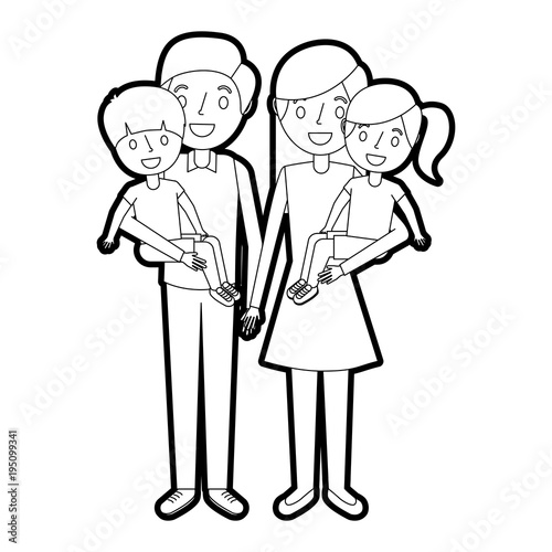 family dad with little son and mom holding daughter