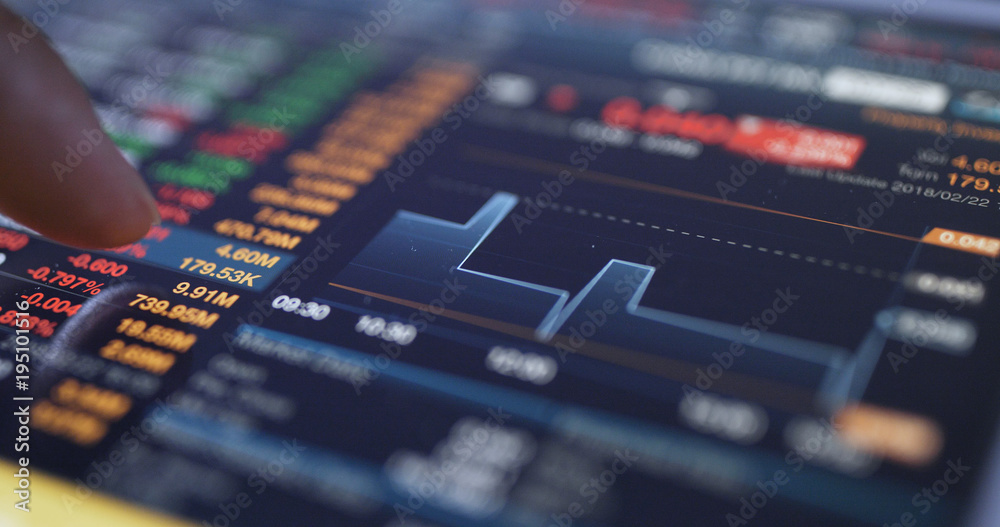 Stock market data on tablet computer Stock market data on tablet computer
