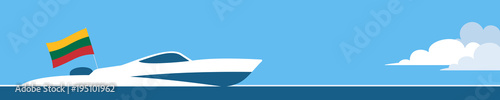 Motor boat with lithuania flag