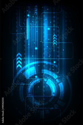 Vector background in the technology concept on a dark blue background.