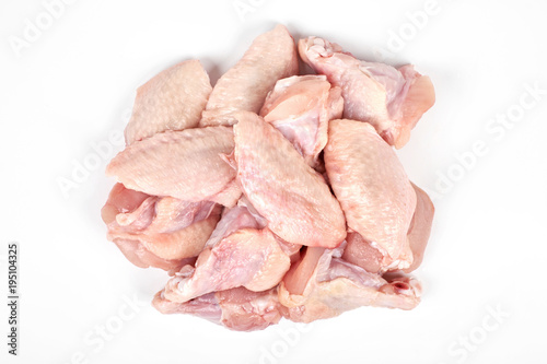 Raw chicken wings isolated on white background