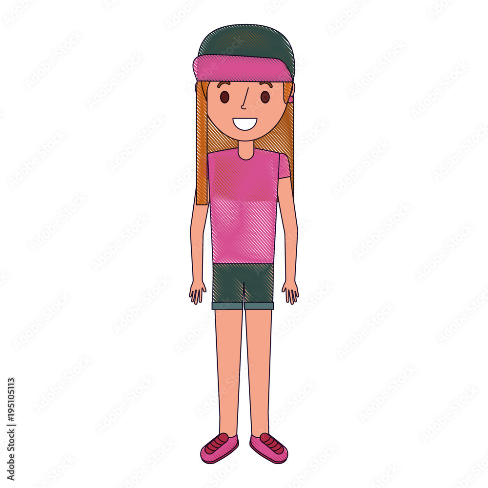 Fototapeta premium young girl kid character standing cartoon