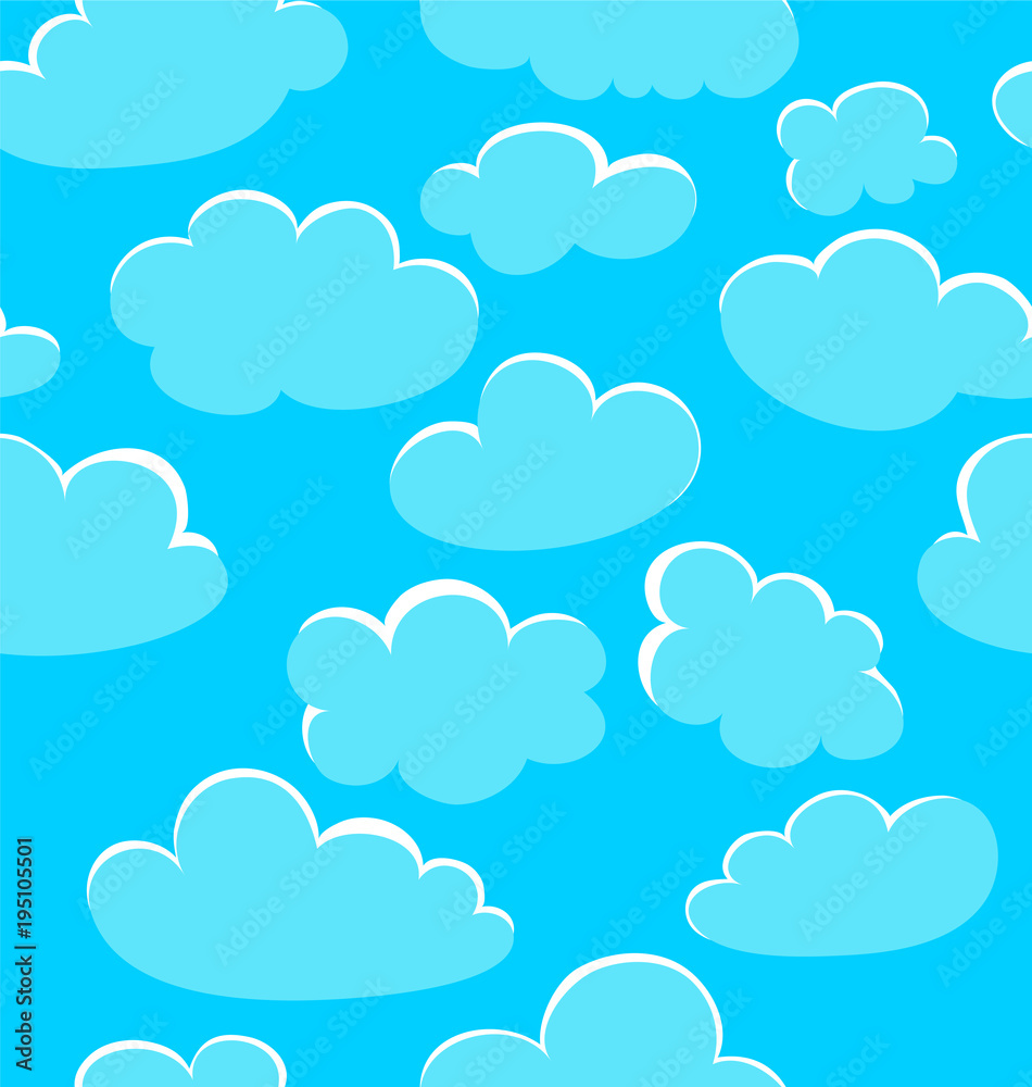 blue clouds. vector seamless pattern. sky background