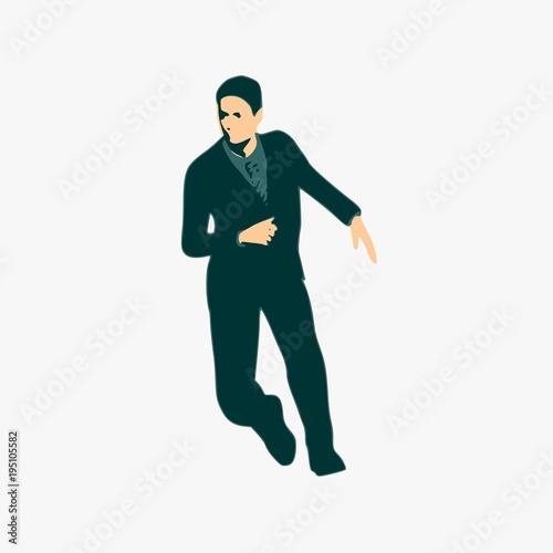 Businessman running forward. Abstract illustration. Modern lifestyle metaphor