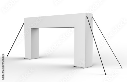 White Blank Inflatable square Arch Tube or Event Entrance Gate. 3d render illustration.