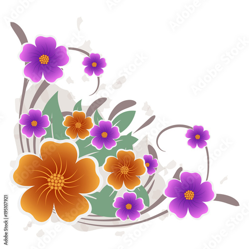 bouquet of wildflowers splashes isolated on white background