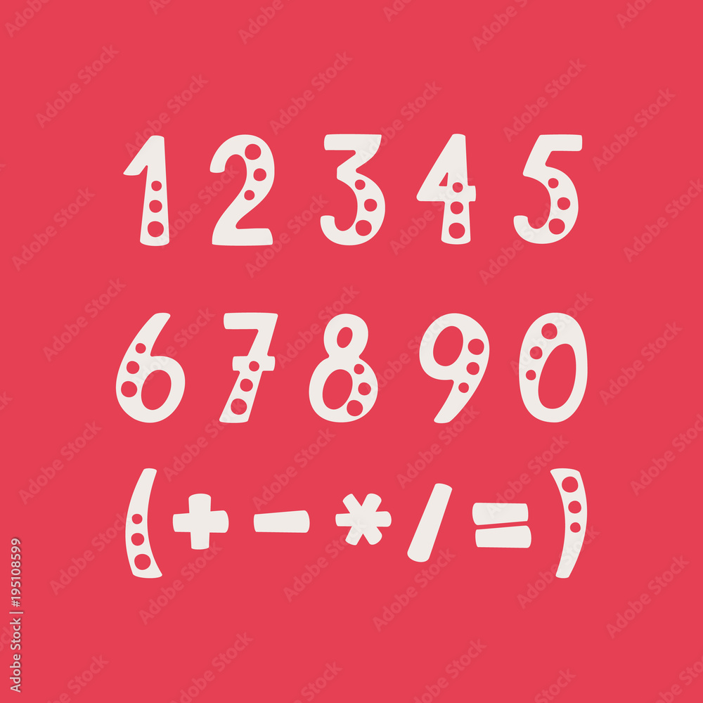 Vector set of numbers and mathematical symbols