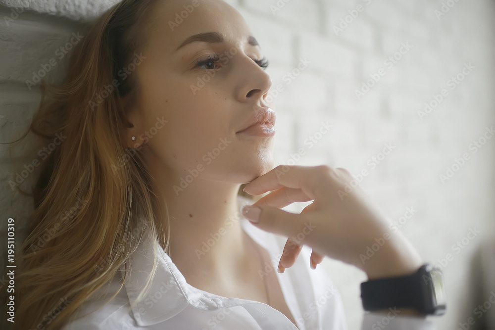 Portrait of a pensive young adult beautiful girl Portrait of a pensive young adult beautiful girl