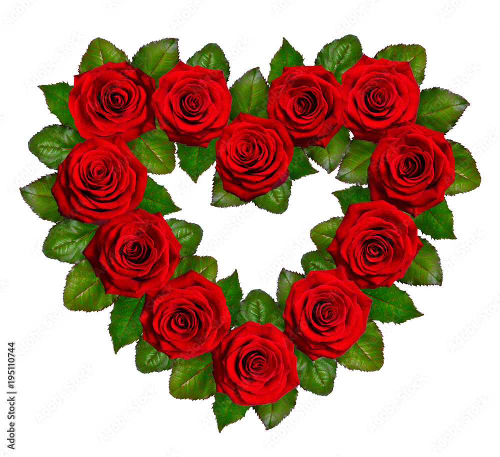 Heart of red roses. Isolated on white background Heart of red roses. Isolated on white background