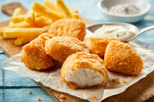 Regional Dutch cuisine with breaded kibbeling