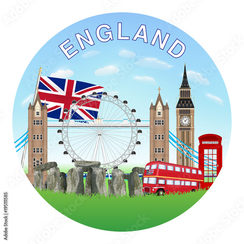 England circle logo with England landmark vector