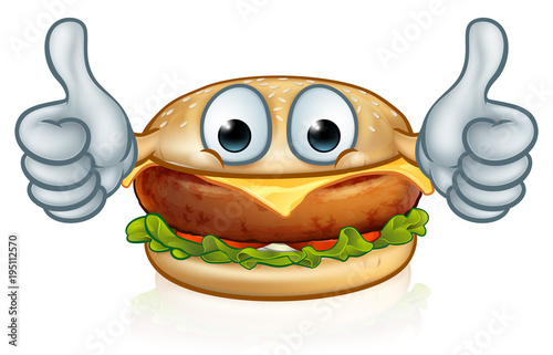Burger Food Thumbs Up Cartoon Character Mascot
