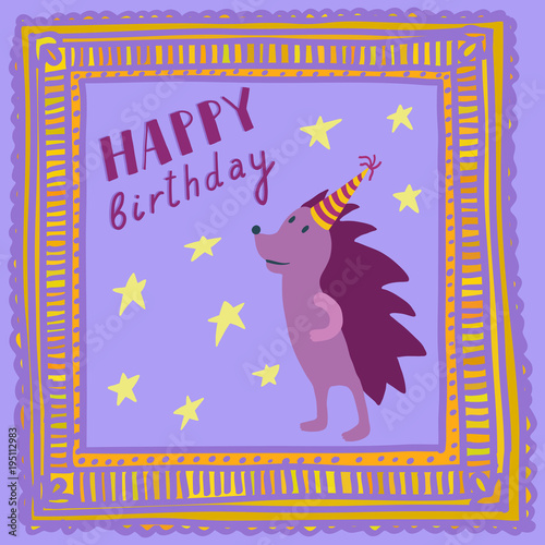 Birthday card with hedgehog