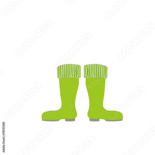 Green gardening rubber boots with knit cuffs