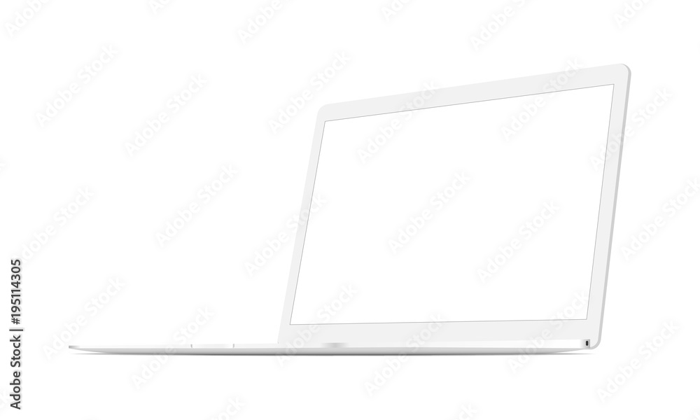 White laptop mock up isolated - 3/4 right view. Vector illustration White laptop mock up isolated - 3/4 right view. Vector illustration